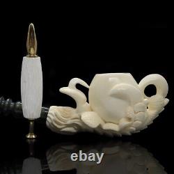 Large Eagle Claw Pipe New Block Meerschaum Handmade W Case-Stand-Tamper#876