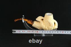 Large Eagle's Claw Meerschaum Pipe, 100% Solid Block Meerschaum, Unsmoked Pipe