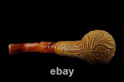 Large Egg W Chinese Dragons Pipe By ALI new-block Meerschaum Handmade W Case1204