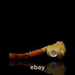 Large Grim Reaper Pipe Block Meerschaum-NEW Handmade From TURKEY With Case#1492