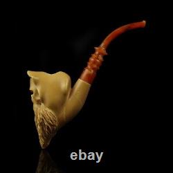 Large Grim Reaper Pipe Block Meerschaum-NEW Handmade From TURKEY With Case#1492