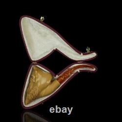 Large Grim Reaper Pipe Block Meerschaum-NEW Handmade From TURKEY With Case#1492