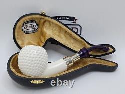 Large MBSD Meerschaum Block Meerschaum Golf Ball Spigot Tobacco Pipe, Case