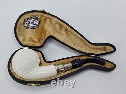 Large MBSD Meerschaum Block Meerschaum Golf Ball Spigot Tobacco Pipe, Case