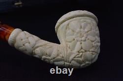 Large Ornate Topkapi Calabash PIPE-BLOCK MEERSCHAUM-NEW-HAND CARVED W Case#1412