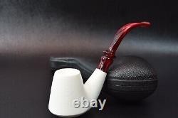 Large Rustic Brandy Pipe BLOCK MEERSCHAUM-NEW-HAND CARVED W Case#1304