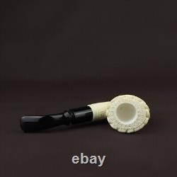 Large Sitter Pipe Ornate Design BLOCK MEERSCHAUM-NEW-HAND CARVED W Case#790