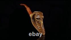 Large Size Cobra Pipe Block Meerschaum Handmade NEW With Case#524