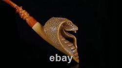 Large Size Cobra Pipe Block Meerschaum Handmade NEW With Case#524