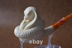 Large Size Cobra Pipe By Kenan Block Meerschaum Handmade NEW With Case#58