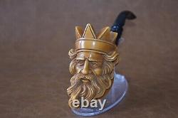 Large Size King Figure PIPE Block Meerschaum-NEW Handmade Custom Fitted CASE279