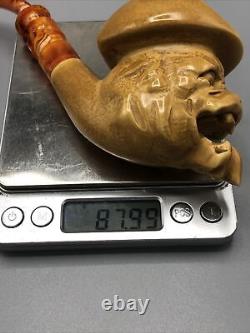 Large Size Laughing Dog Figure PIPE new-block Meerschaum Handmade W Case#1784