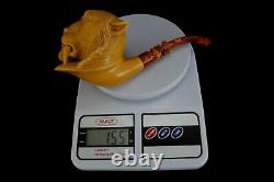Large Size Siberian Tiger FIGURE Pipe BY KENAN Block Meerschaum-NEW W CASE#152