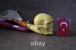 Large Size Skull Pipe By Kenan-new-block Meerschaum Handmade W Case#1648