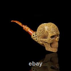 Large Size Sugar Skull Pipe By Kenan-new-block Meerschaum Handmade W Case#1263