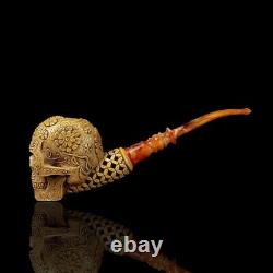 Large Size Sugar Skull Pipe By Kenan-new-block Meerschaum Handmade W Case#1263