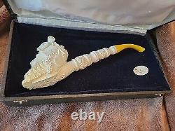 Large Size Wine God Pipe Handmade Block Royal Meerschaum With Case