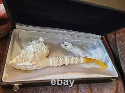 Large Size Wine God Pipe Handmade Block Royal Meerschaum With Case