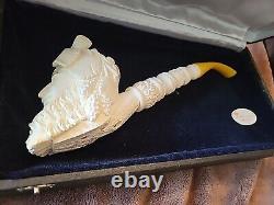 Large Size Wine God Pipe Handmade Block Royal Meerschaum With Case