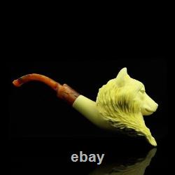 Large Size Wolf Pipe By Kenan new-block Meerschaum Handmade W Case+tamper#113