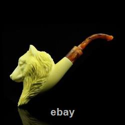 Large Size Wolf Pipe By Kenan new-block Meerschaum Handmade W Case+tamper#113