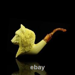 Large Size Wolf Pipe By Kenan new-block Meerschaum Handmade W Case+tamper#587