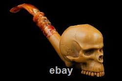 Large Skull Pipe By Kenan-new-block Meerschaum Handmade W Case#1102