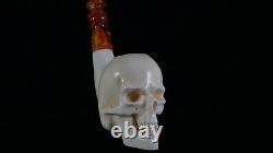 Large Skull Pipe By Kenan-new-block Meerschaum Handmade W Case#1511