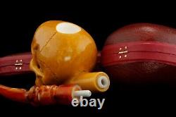 Large Skull Pipe By Kenan-new-block Meerschaum Handmade W Case&Tamper46