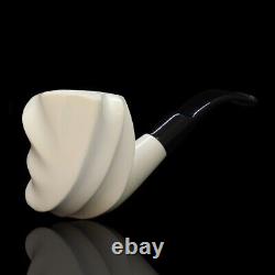 Large Smooth Swirl Pipe & Tamper BLOCK MEERSCHAUM-NEW-HAND CARVED Case#544