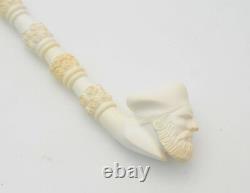 Large Vintage Meerschaum Genuine Block Carved Pirate Sheik Head Pipe With Case