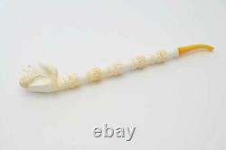 Large Vintage Meerschaum Genuine Block Carved Pirate Sheik Head Pipe With Case