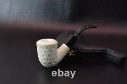 Lattice Bent Billiard Pipe By ALI new-block Meerschaum Handmade W Case#505