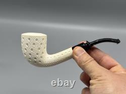 Lattice Bent Dublin Pipe By Tekin-new-block Meerschaum Handmade W Case#854
