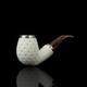Lattice Bent Egg Pipe New-block Meerschaum Handmade Case#1166 Reverse Calabash