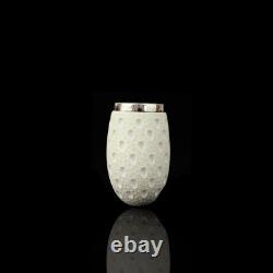 Lattice Bent Egg Pipe new-block Meerschaum Handmade Case#1166 Reverse Calabash