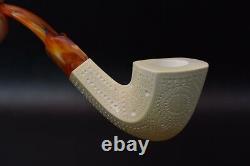 Lattice Bent Panel Pipe By ALI -new-block Meerschaum Handmade W Case#1272