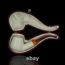 Lattice Brandy Pipe -new-block Meerschaum Handmade W Case#1908