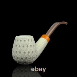 Lattice Brandy Pipe -new-block Meerschaum Handmade W Case#1908
