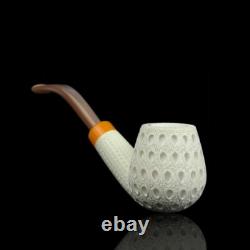 Lattice Brandy Pipe -new-block Meerschaum Handmade W Case#1908