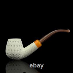 Lattice Brandy Pipe -new-block Meerschaum Handmade W Case#1908