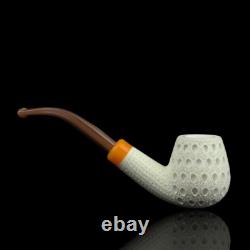 Lattice Brandy Pipe -new-block Meerschaum Handmade W Case#1908