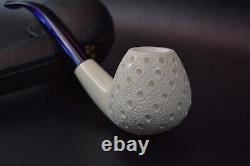 Lattice Design Apple Pipe Handmade block Meerschaum New W Case#1262