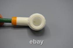 Lattice Design Apple Pipe Handmade block Meerschaum New W Case#1669