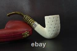 Lattice Design Bent Pipe By Tekin-new-block Meerschaum Handmade W Case#1446
