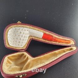 Lattice apple meerschaum pipe handcarved block meerschaum by CPW #13144