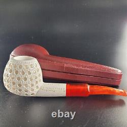 Lattice apple meerschaum pipe handcarved block meerschaum by CPW #13144