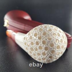 Lattice apple meerschaum pipe handcarved block meerschaum by CPW #13144