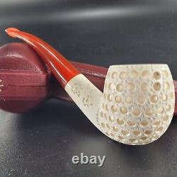 Lattice bent meerschaum pipe handcarved block meerschaum by CPW #137144