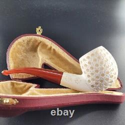 Lattice bent meerschaum pipe handcarved block meerschaum by CPW #137144